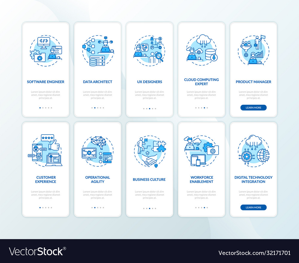 Digitalization onboarding mobile app page screen Vector Image