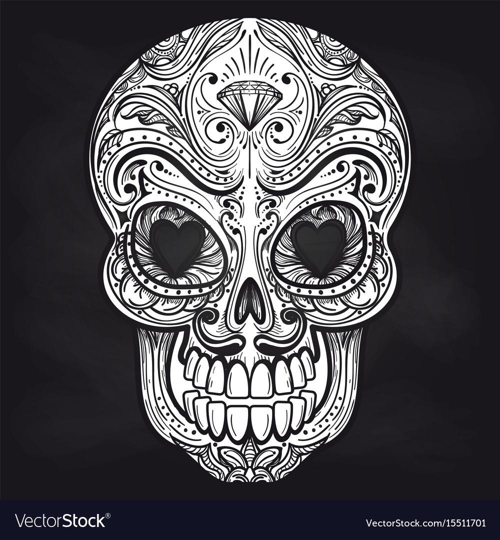 mexican skull on chalkboard background royalty free vector