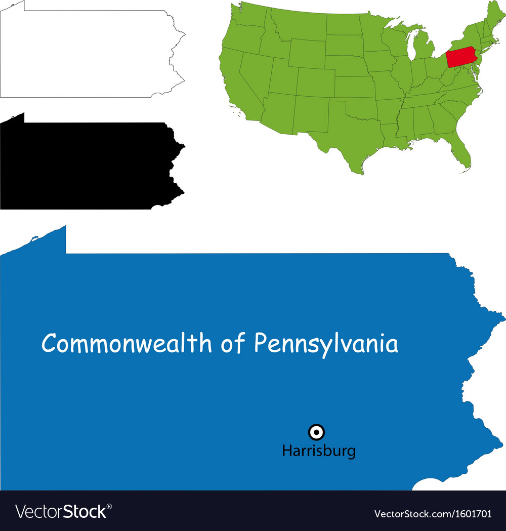 Pennsylvania map Royalty Free Vector Image - VectorStock