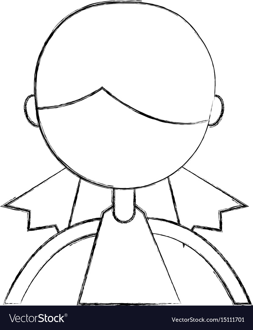 Sketch Draw Upper Body Girl Cartoon Royalty Free Vector