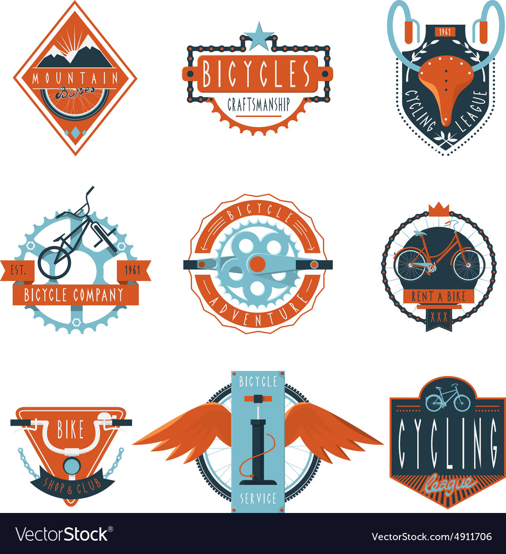 Cycling club labels emblems set Royalty Free Vector Image
