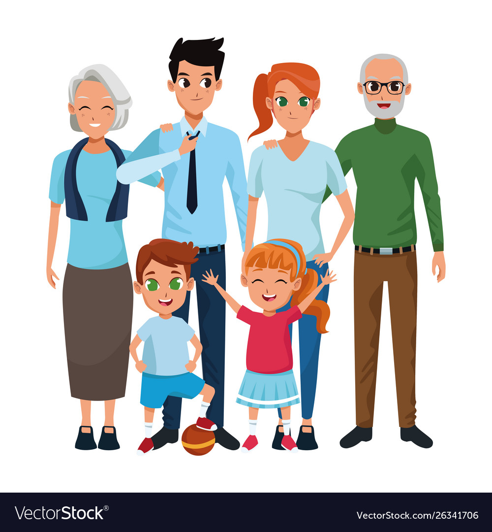 Family parents and children cartoons Royalty Free Vector