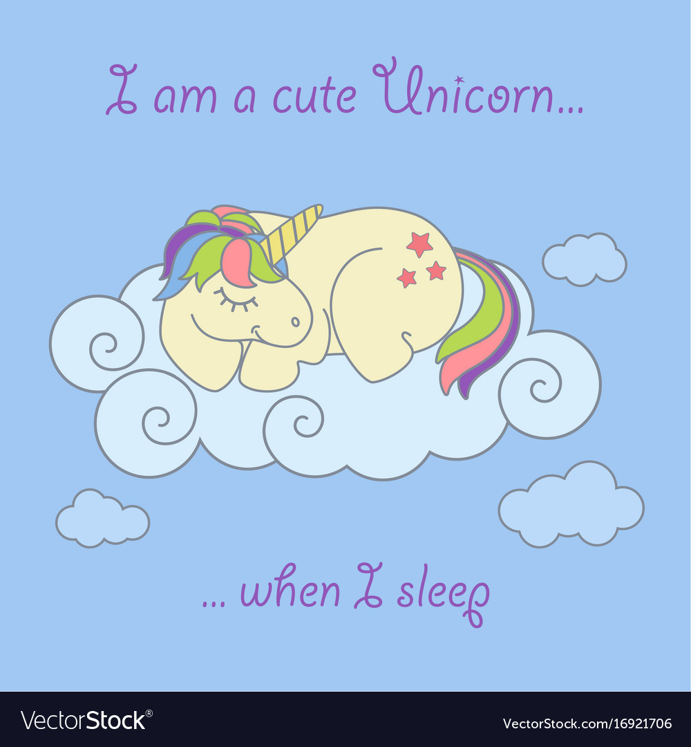 Magic cute unicorn stars on the clouds poster