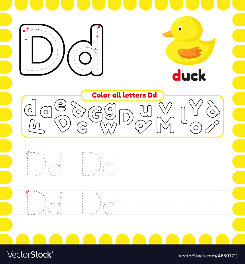 Alphabet tracing worksheet with letters writing Vector Image