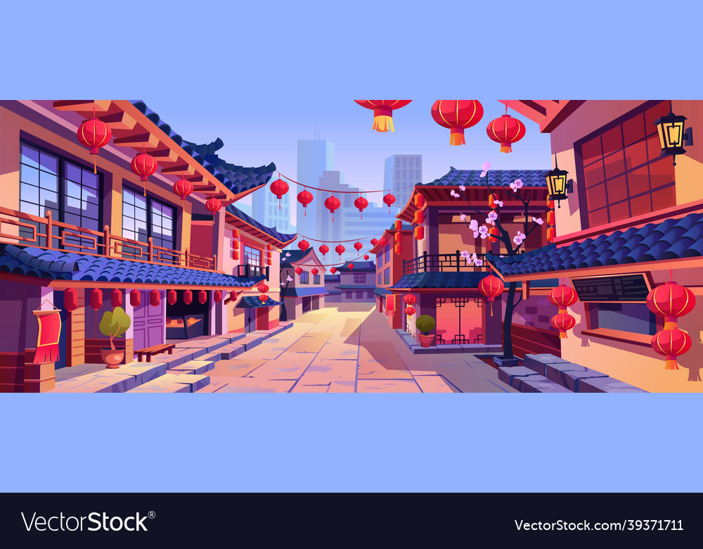 Chinese new year holiday celebration houses Vector Image