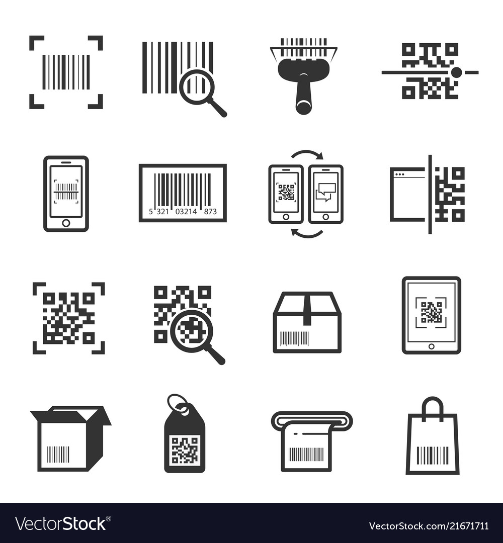Code scanning icon set isolated from background Vector Image