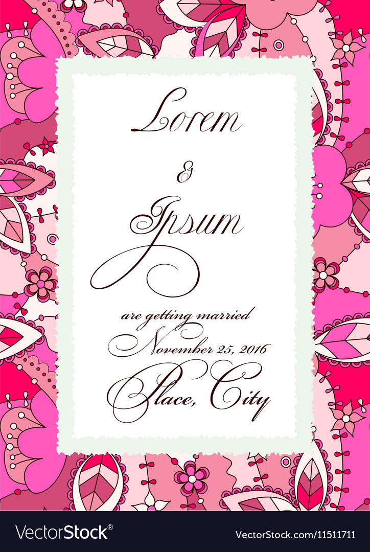 colorful wedding invitation with torn paper banner