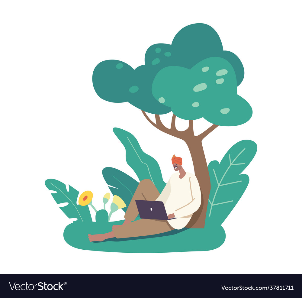 Indian farmer character in traditional clothes Vector Image