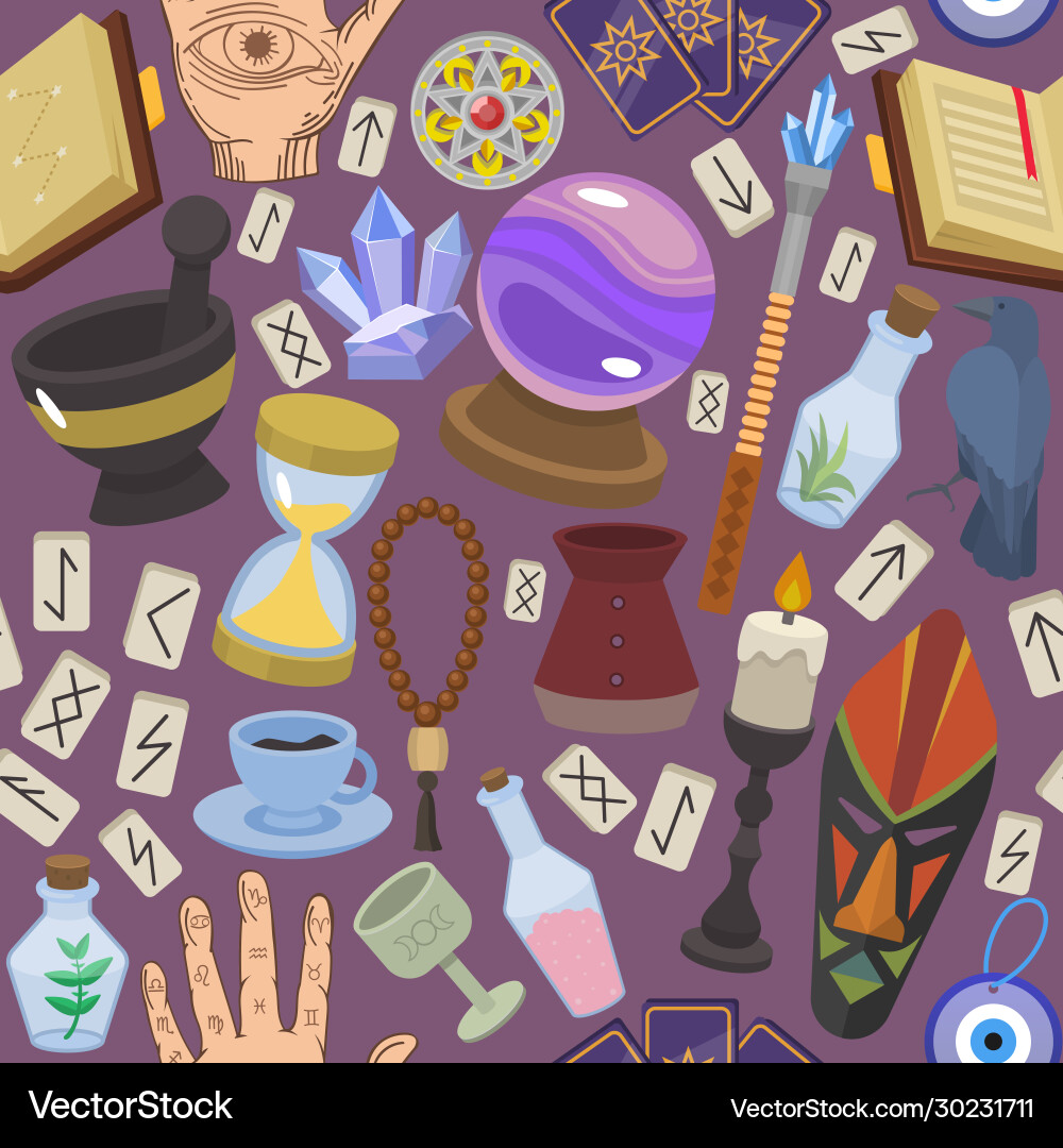 Magical fortune telling mystery occult things Vector Image