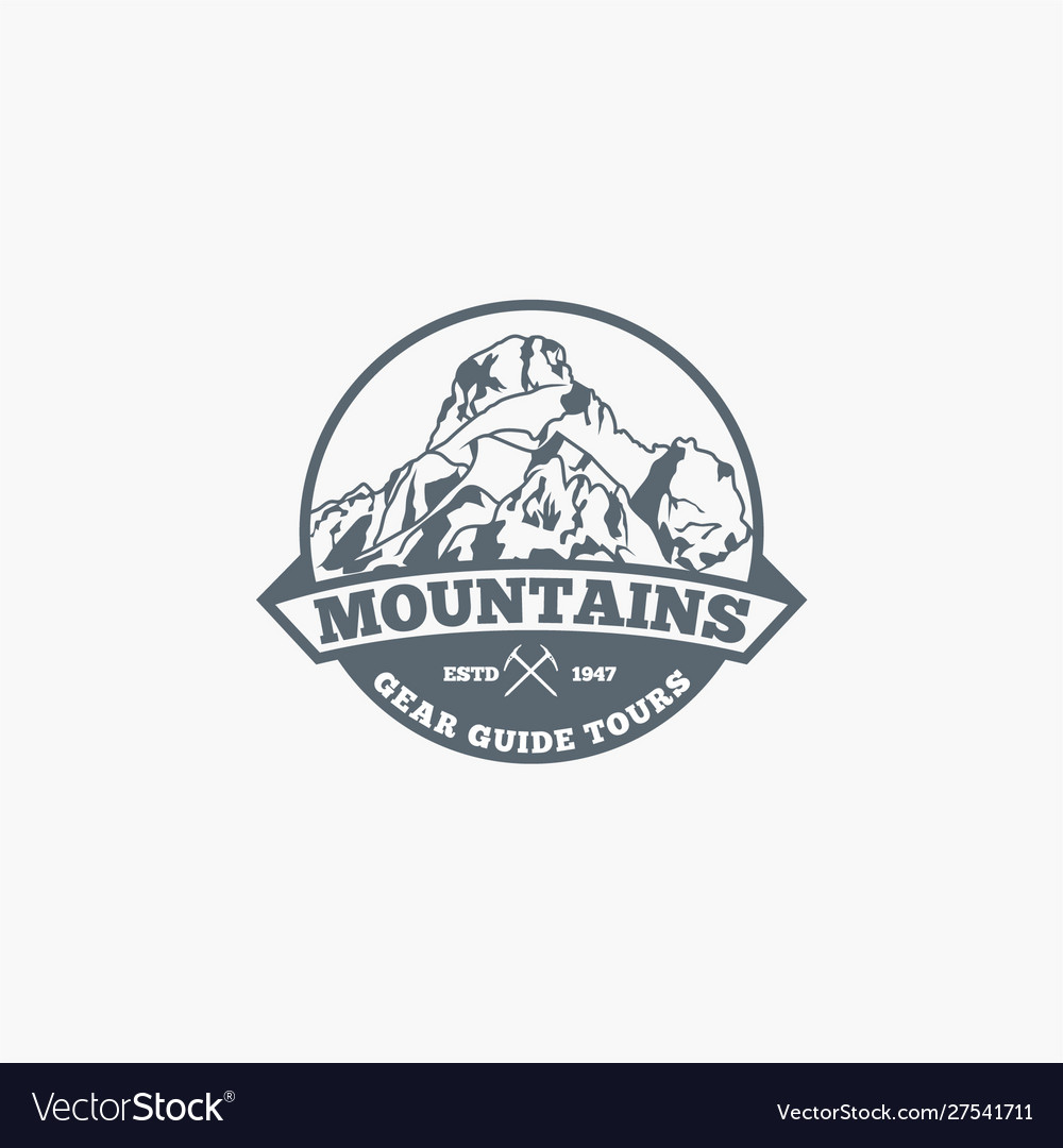 Mountains logo-badge-5 Royalty Free Vector Image