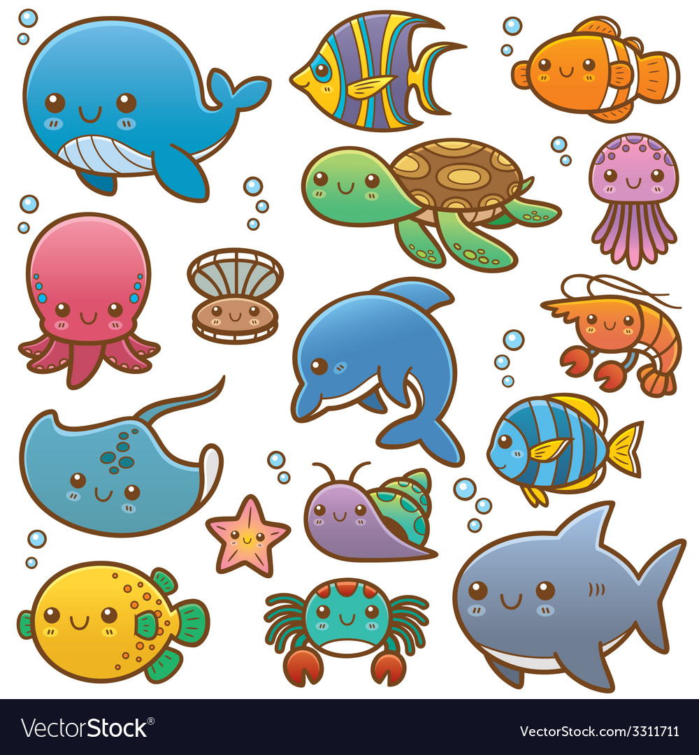 Sea animals Royalty Free Vector Image - VectorStock