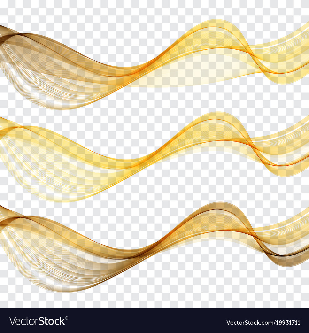 Set Of Abstract Bright Colorful Golden Wave Vector Image