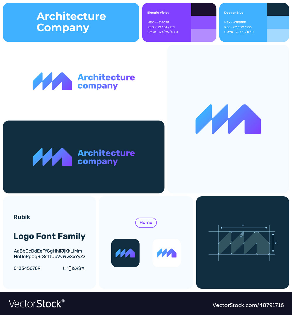 2d architecture company branding template Vector Image