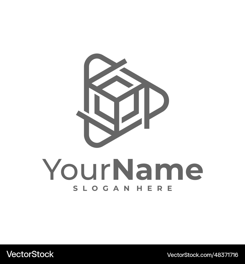 Creative cube logo hexagon design template Vector Image