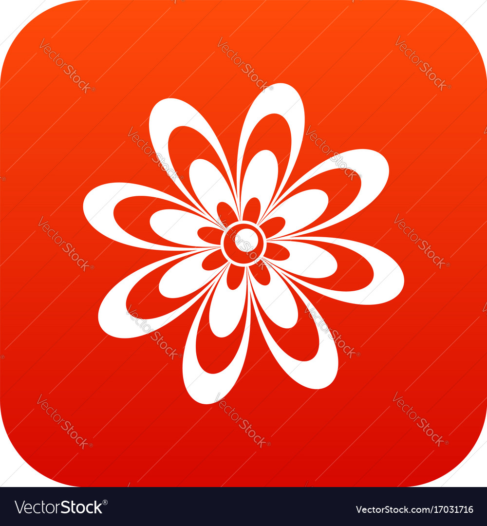 Flower icon digital red Royalty Free Vector Image