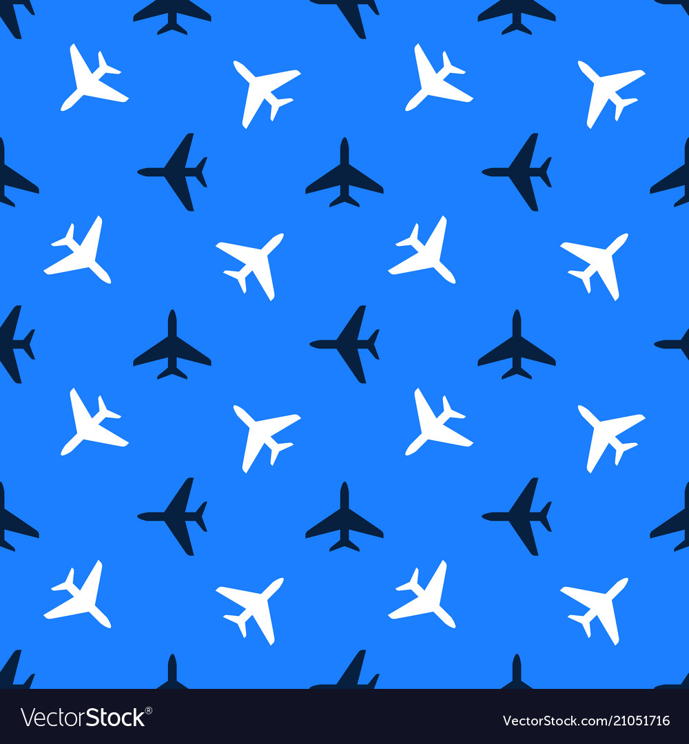 Seamless airplane pattern Royalty Free Vector Image