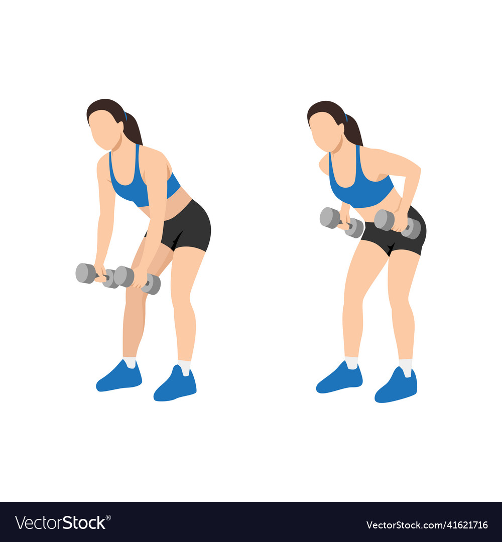 Woman Doing Dumbbell Bent Over Row Exercise Vector Image
