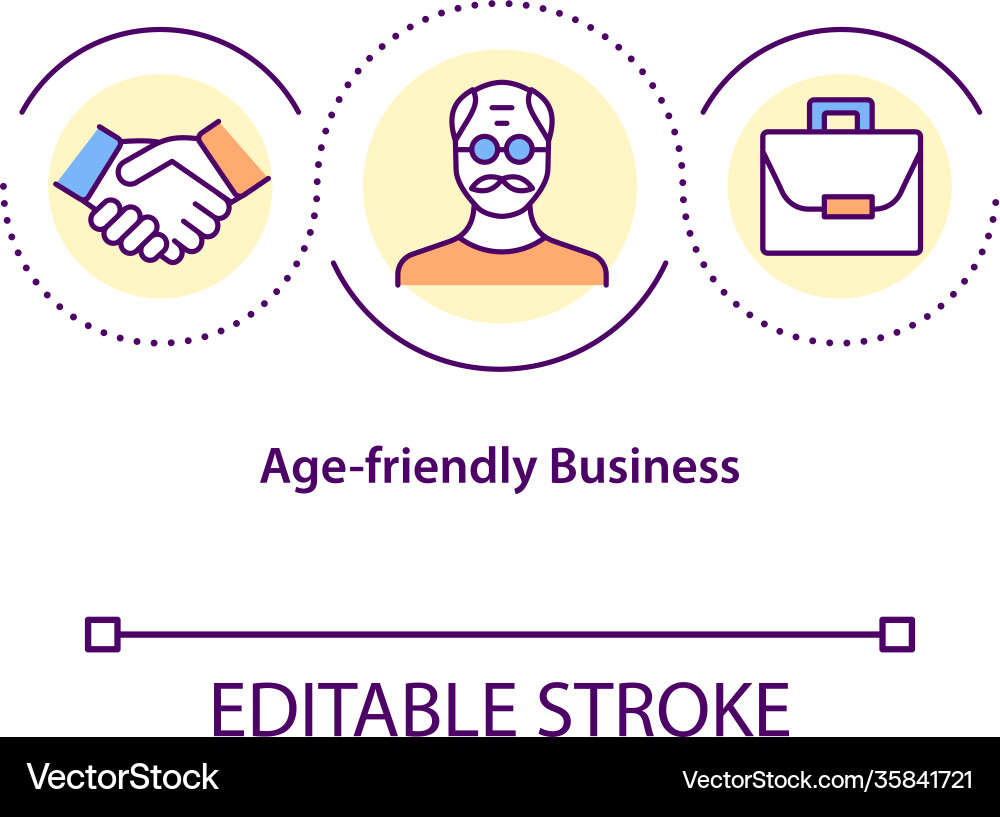 Age friendly business concept icon Royalty Free Vector Image