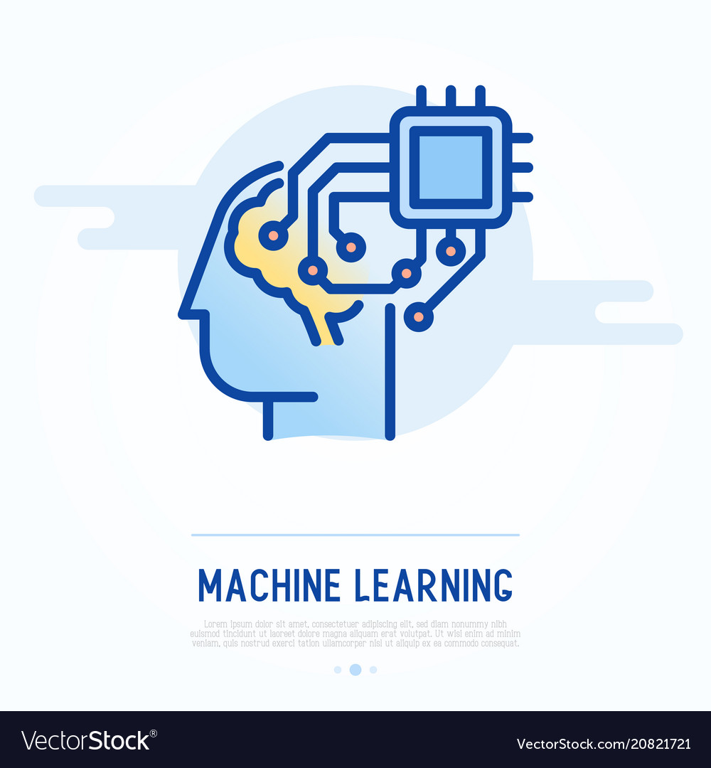 Artificial intelligence thin line icon Royalty Free Vector