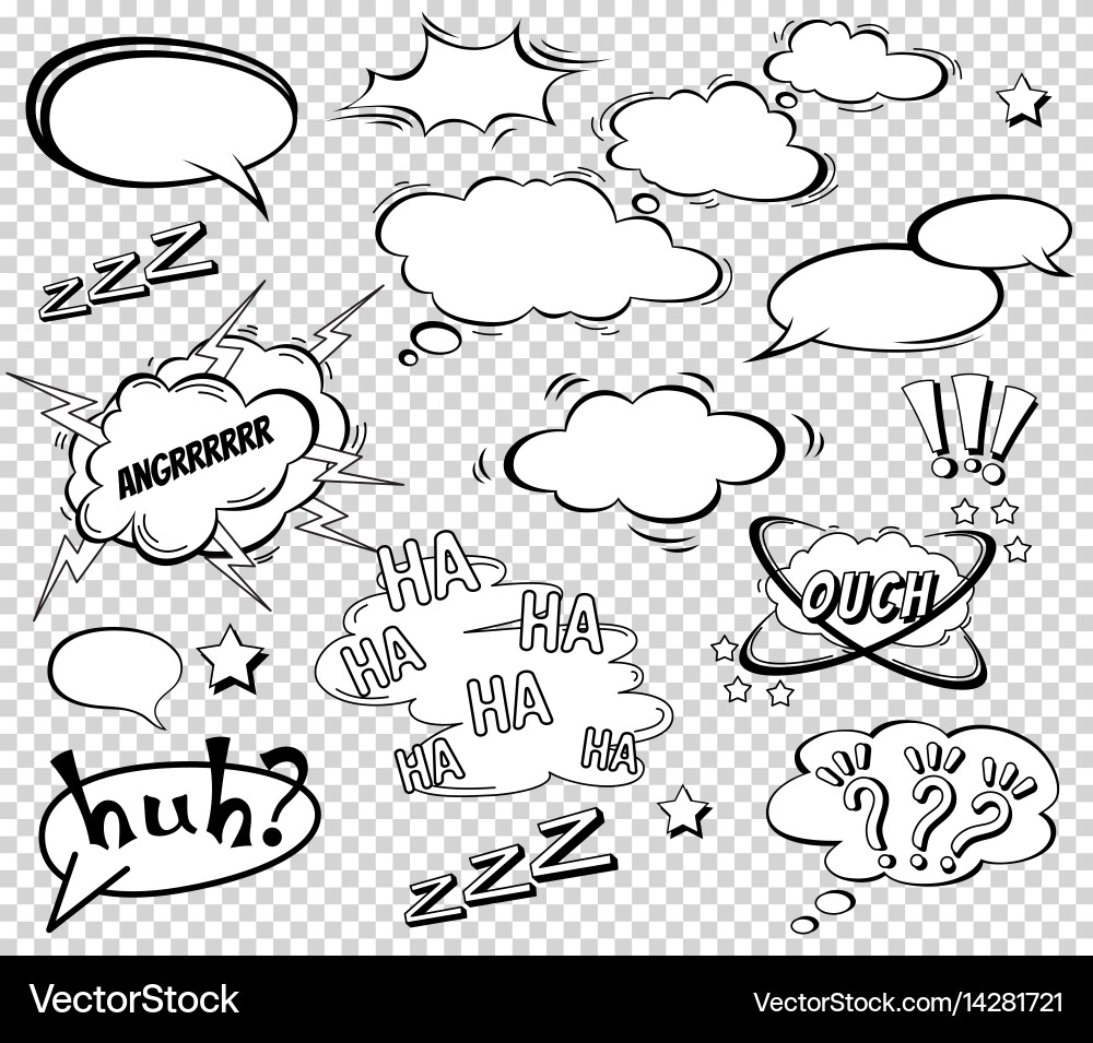 Big set cartoon comic speech bubbles empty Vector Image