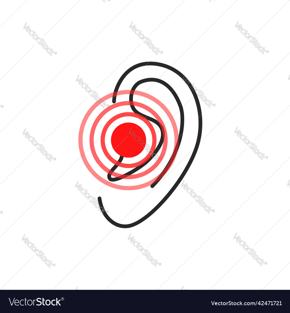 Ear pain or earache thin line icon Royalty Free Vector Image