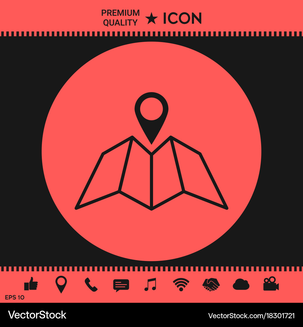 Map icon with pin pointer Royalty Free Vector Image