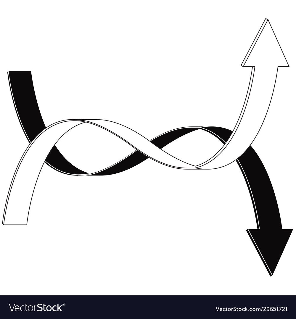 Up and down arrows black white outline signs Vector Image