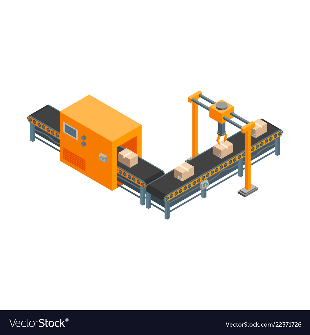 Automated factory 3d isometric view isolated on a Vector Image