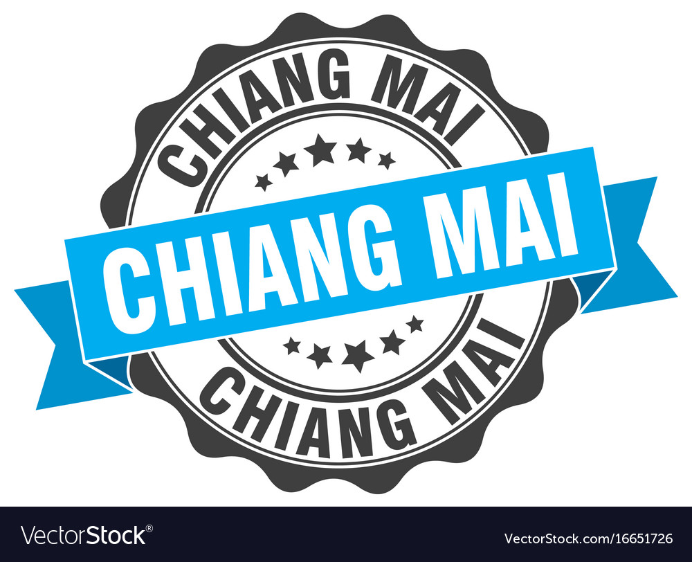 Chiang mai round ribbon seal Royalty Free Vector Image