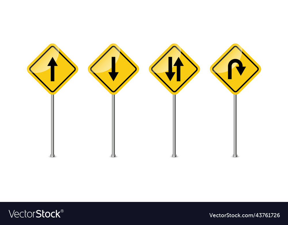 Road sign warning curves and turns Royalty Free Vector Image