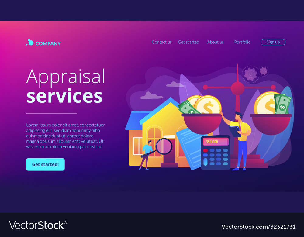 Appraisal services concept landing page Royalty Free Vector