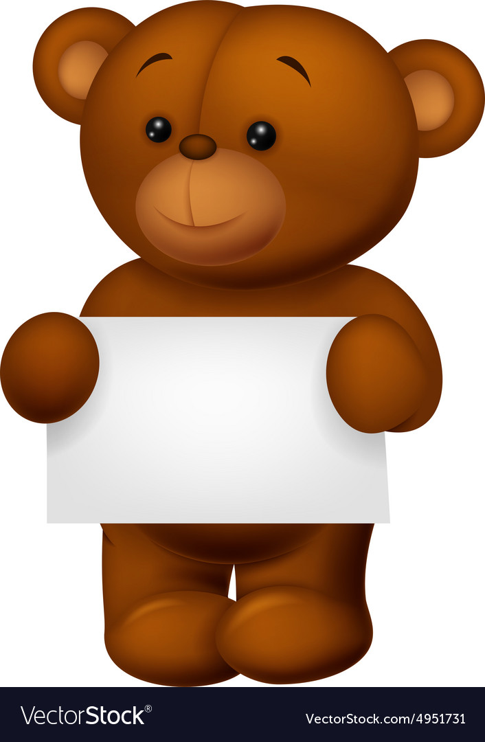 Bear Stuff Holding Blank Paper Royalty Free Vector Image