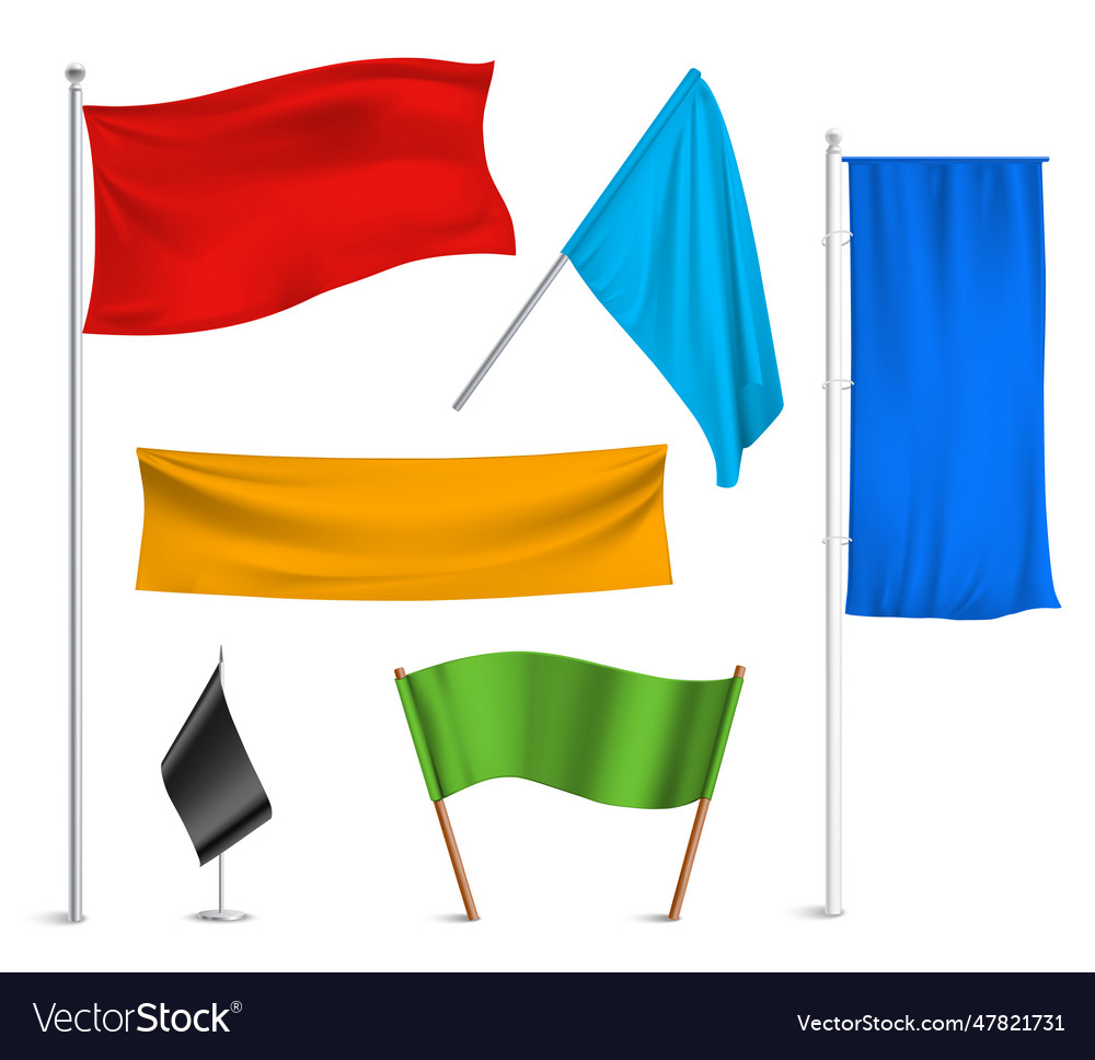 Colored flags banners icons composition Royalty Free Vector