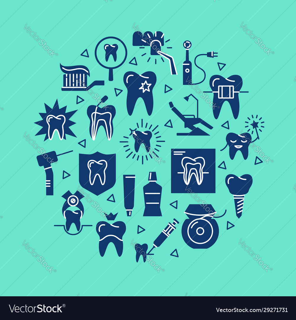 Dental clinic round concept banner in flat style Vector Image