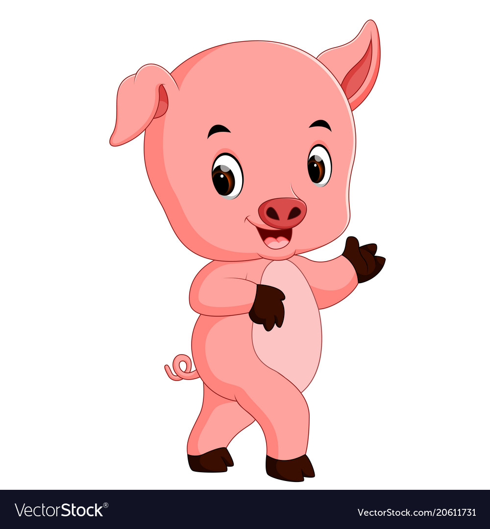 Funny pig cartoon Royalty Free Vector Image - VectorStock