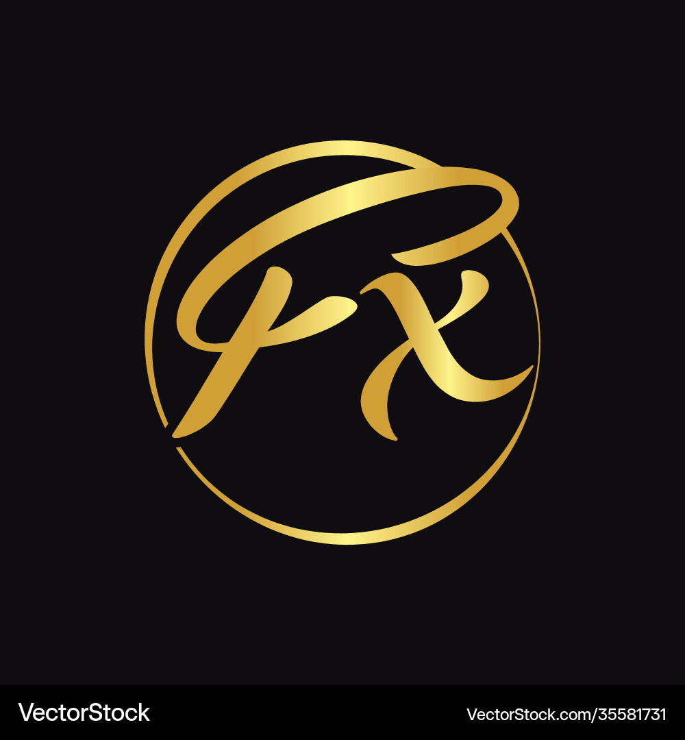 Initial fx script letter type logo design Vector Image