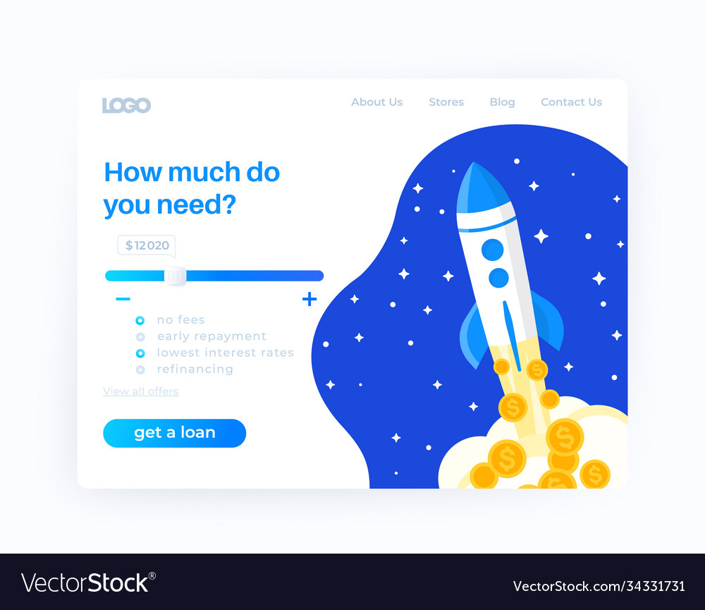 Loan service website design template Royalty Free Vector
