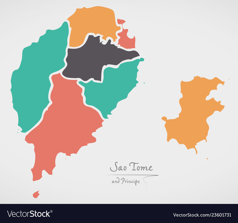 Sao tome and principe map with states and modern Vector Image