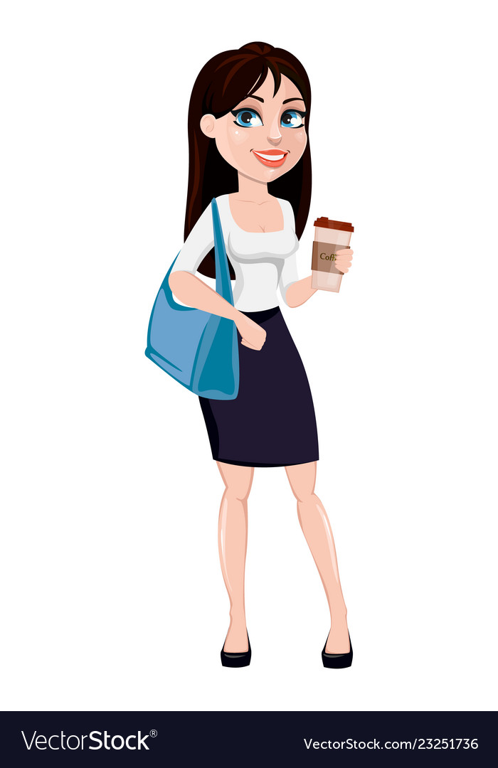 Business woman with brown hair cartoon character Vector Image