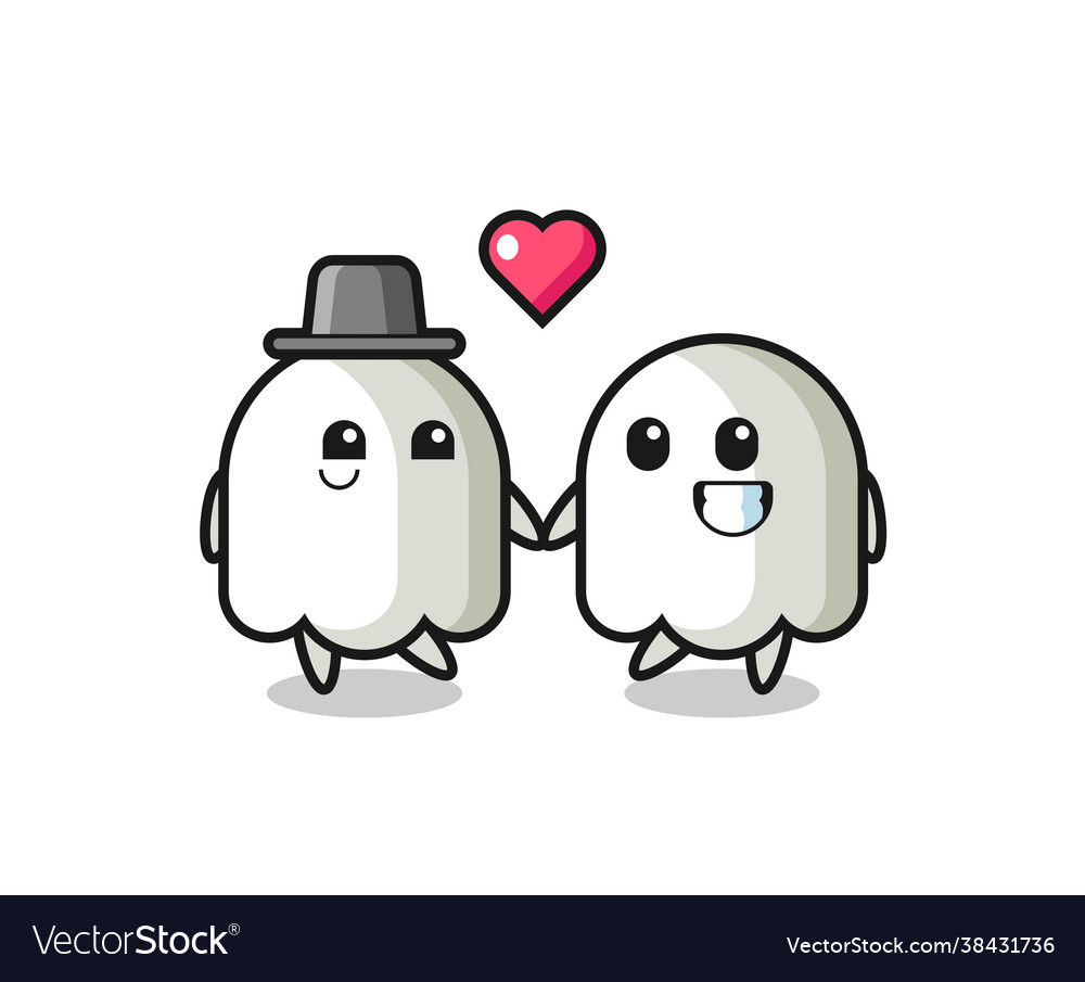 Ghost cartoon character couple with fall in love Vector Image