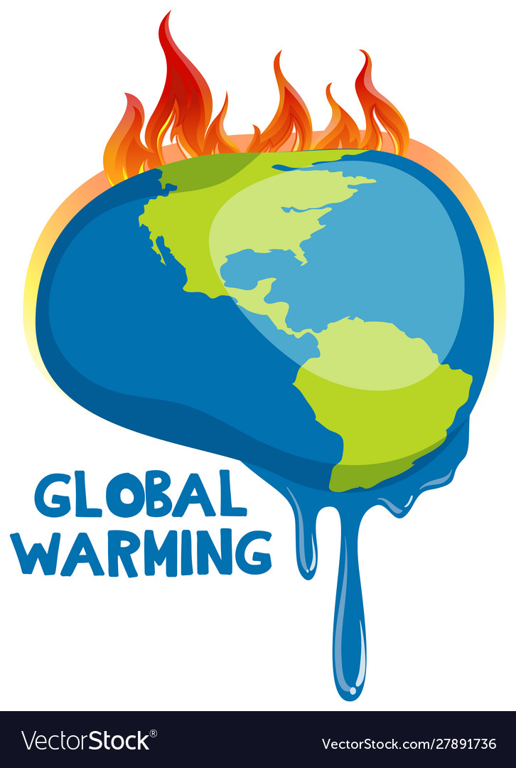 Global warming poster with melting earth Vector Image