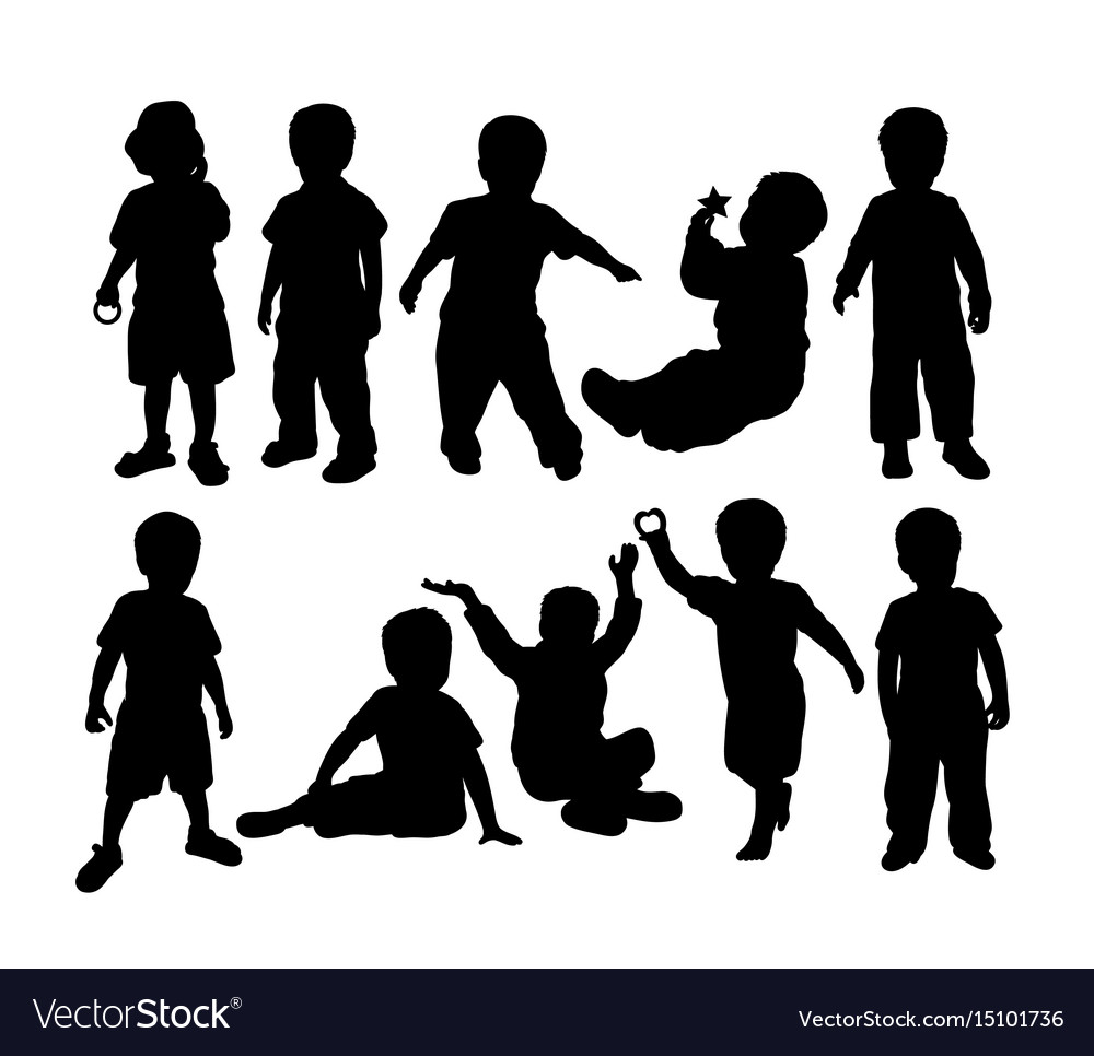 Happy kids activity silhouettes Royalty Free Vector Image