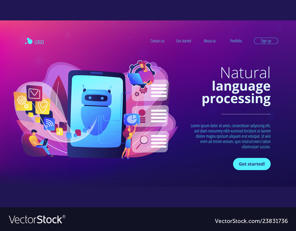 Natural language processing concept landing page Vector Image