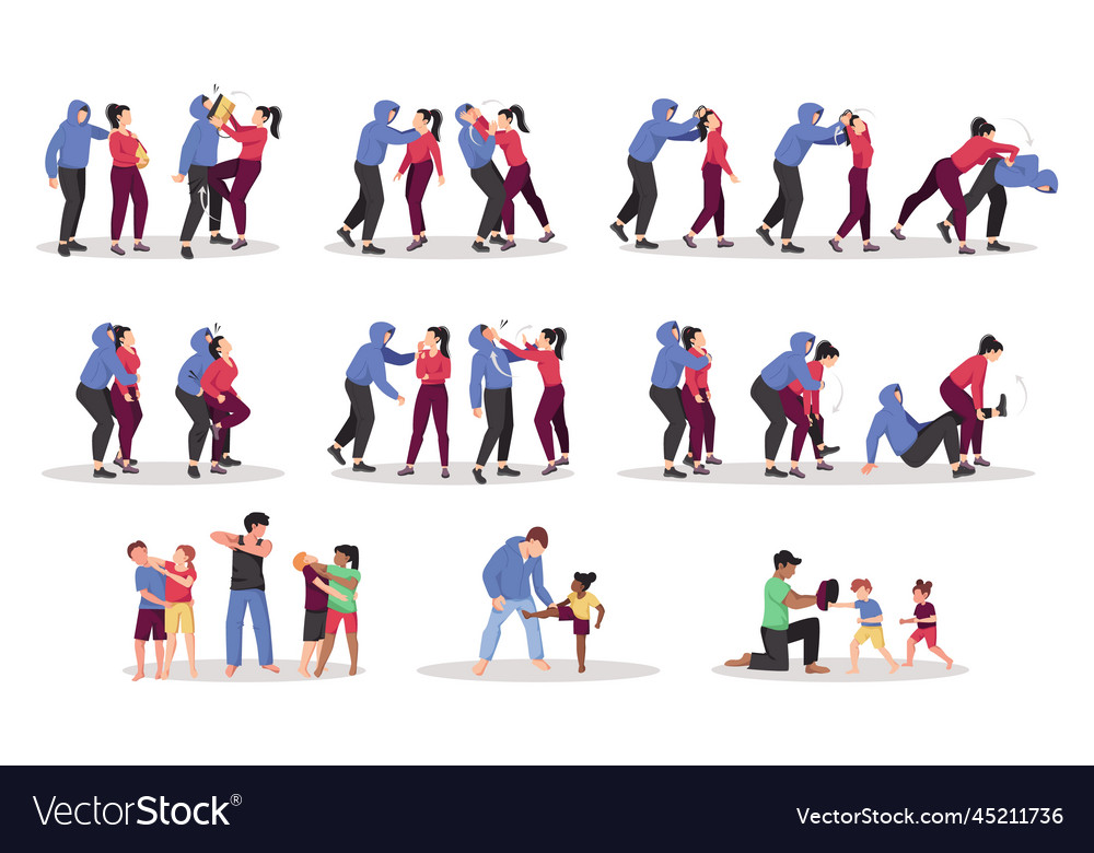 Self defense training set Royalty Free Vector Image