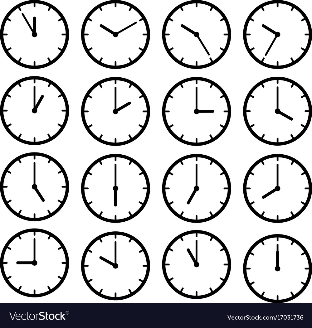 Set icon black clock face Royalty Free Vector Image