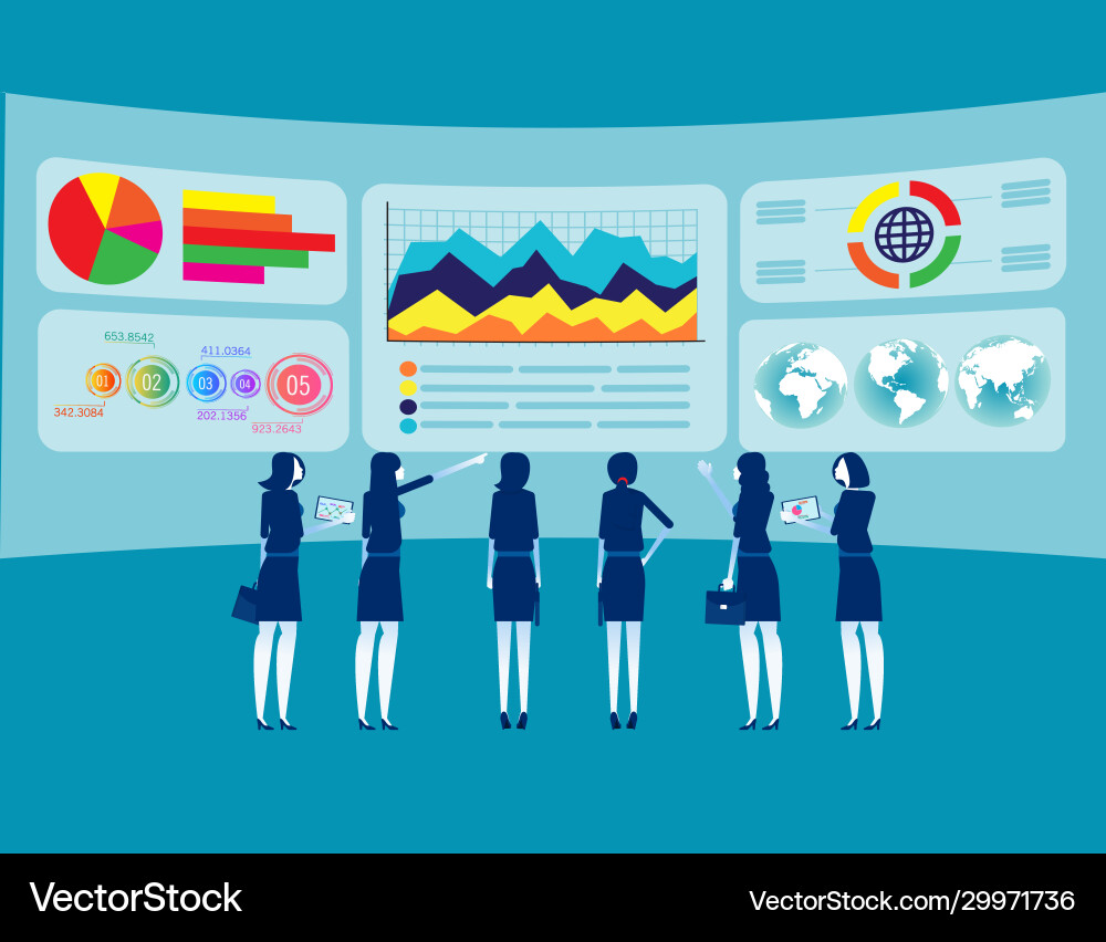 Teamwork and data analysis concept business Vector Image