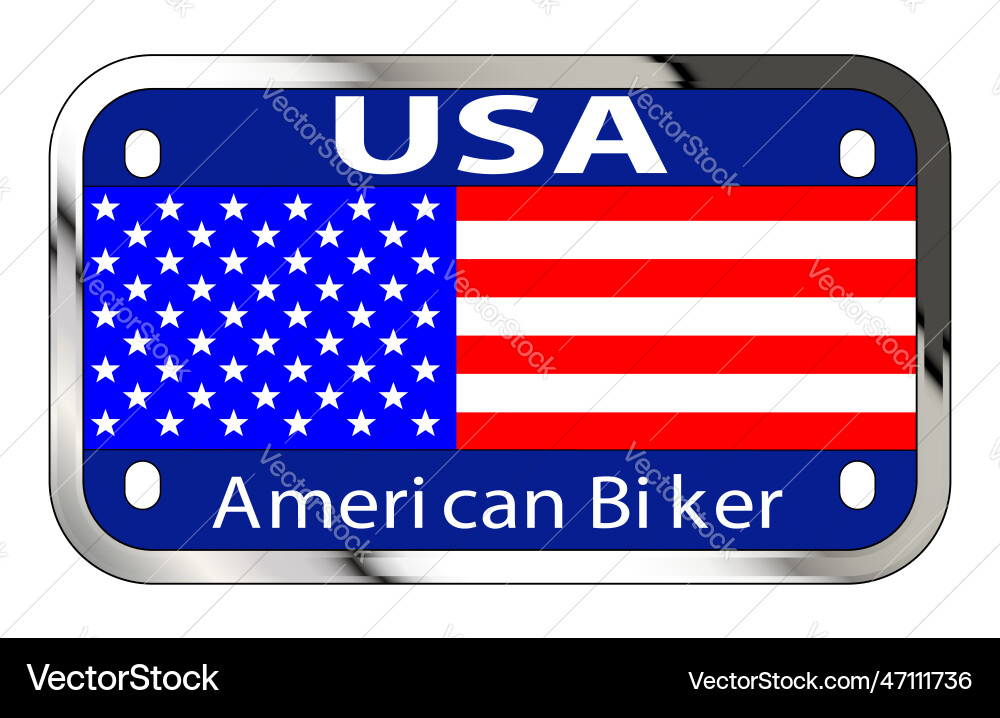 Usa motorcycle license plate Royalty Free Vector Image