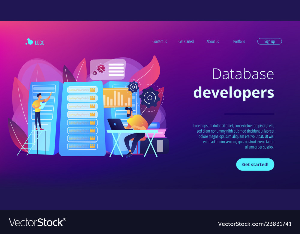 Big Data Engineering Concept Landing Page Vector Image Big Data Engineering Concept Landing Page Vector Image