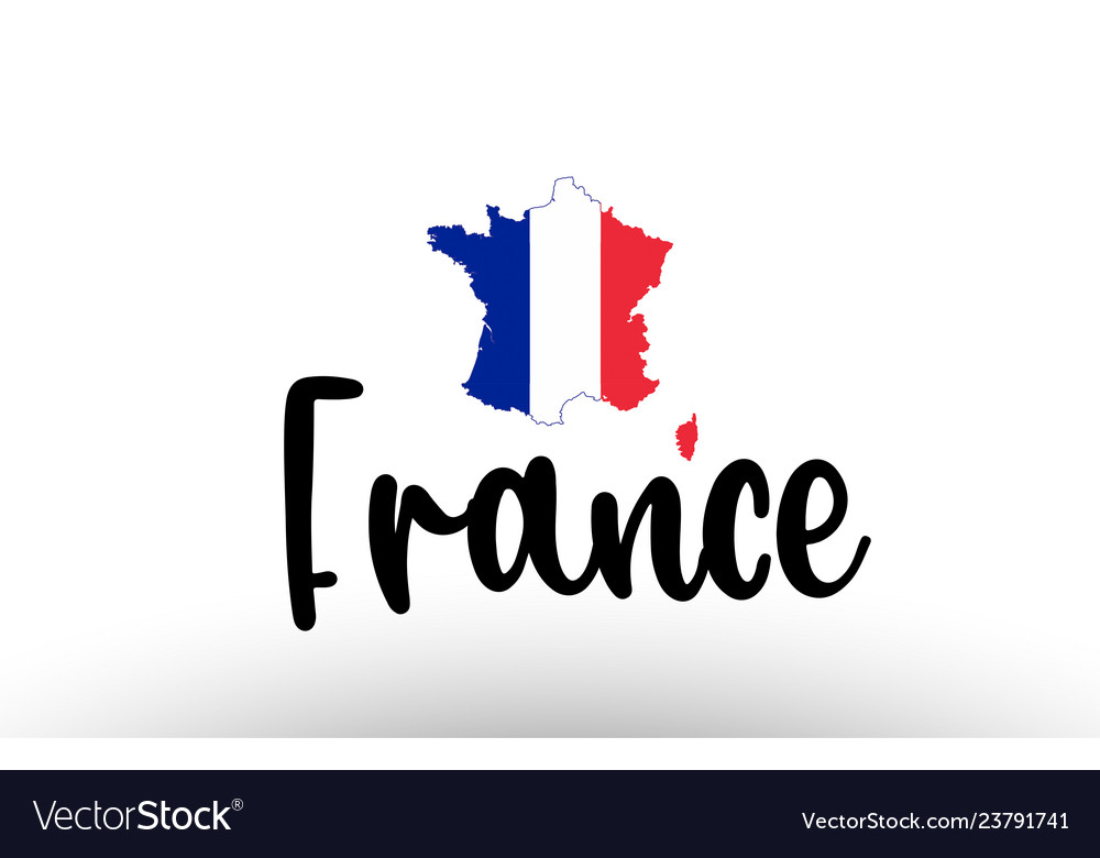 France country big text with flag inside map Vector Image