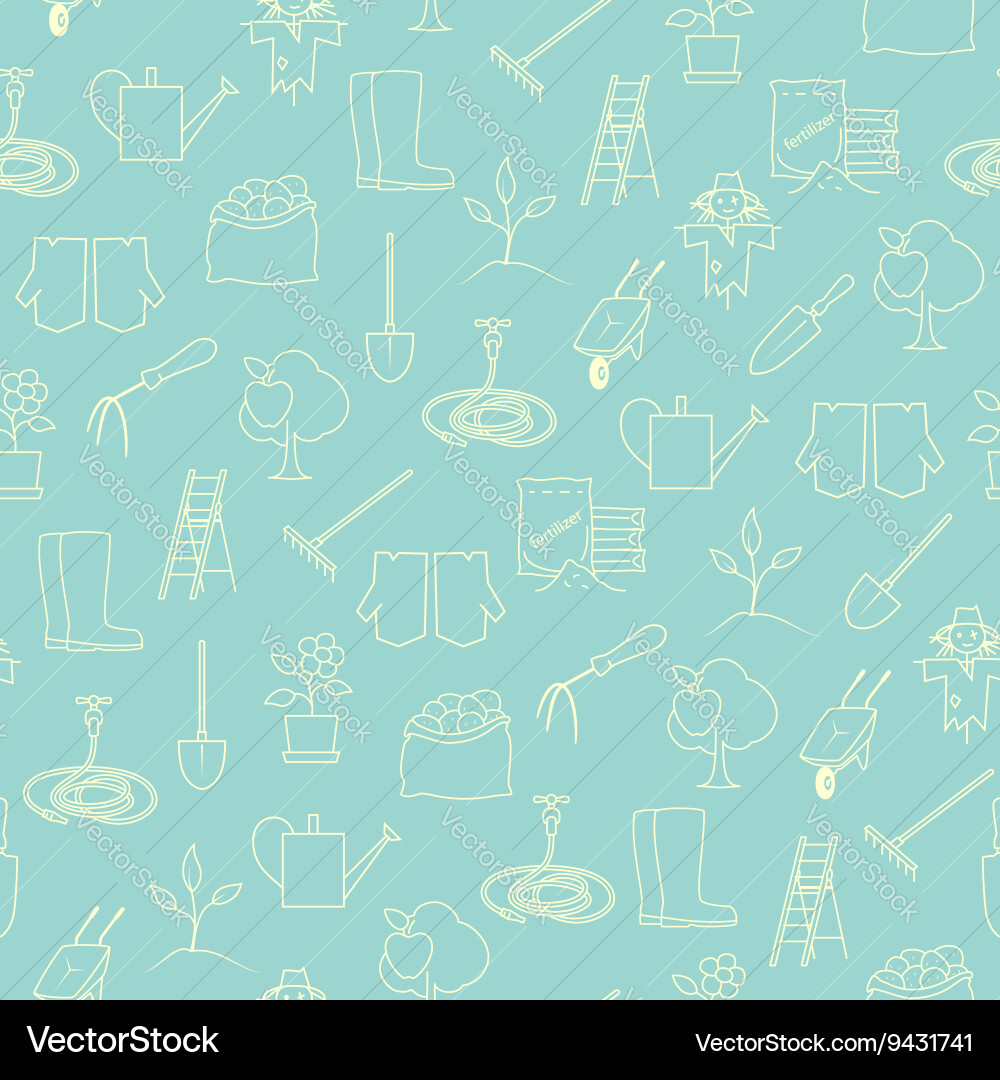 Seamless pattern garden tools Royalty Free Vector Image